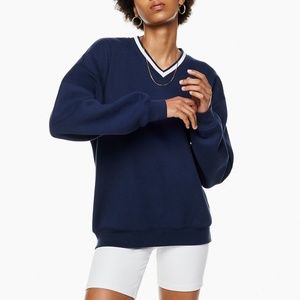 TNA V Neck navy sweater